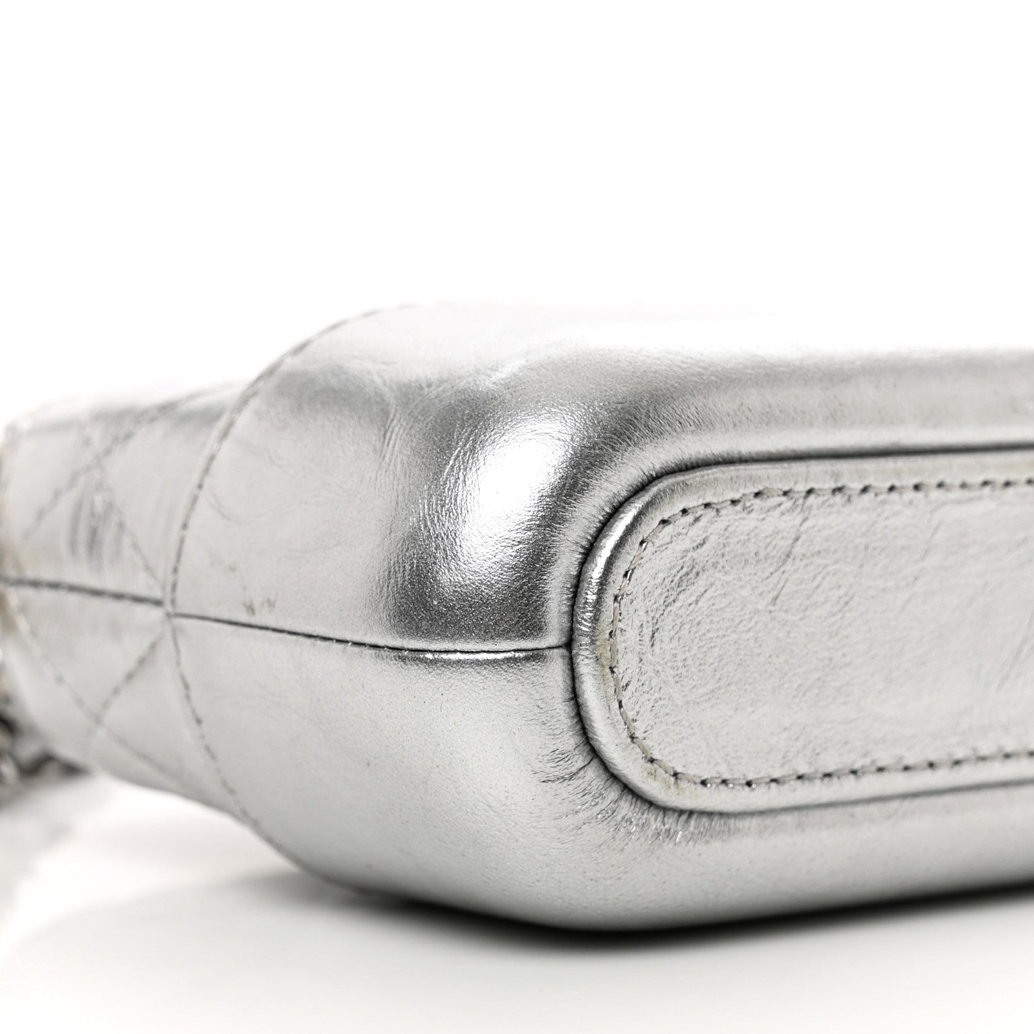Chanel Metallic Lambskin Calfskin Quilted Small Gabrielle Clutch With Chain Silver 11 of 12