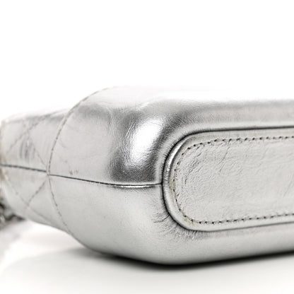Chanel Metallic Lambskin Calfskin Quilted Small Gabrielle Clutch With Chain Silver 11 of 12
