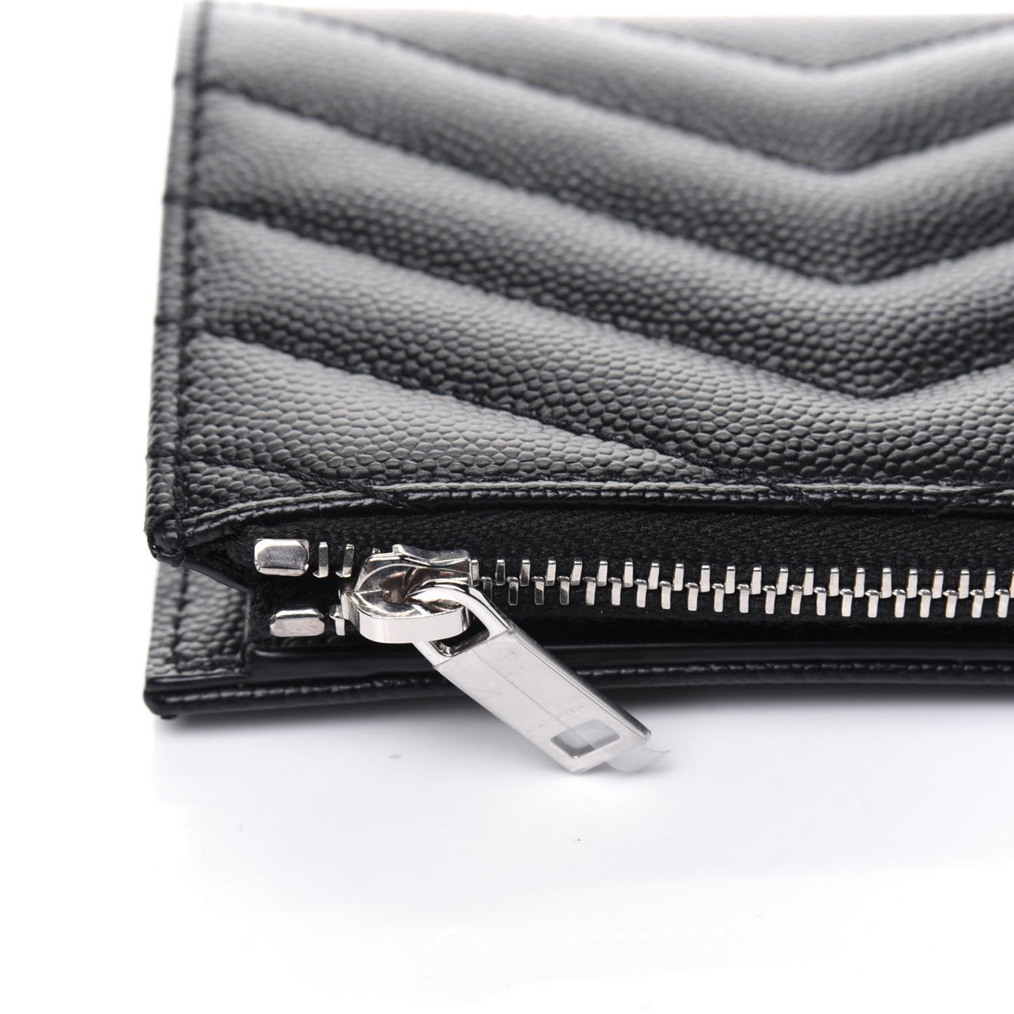 Grain De Poudre Matelasse Chevron Monogram Zipped Card Case Black