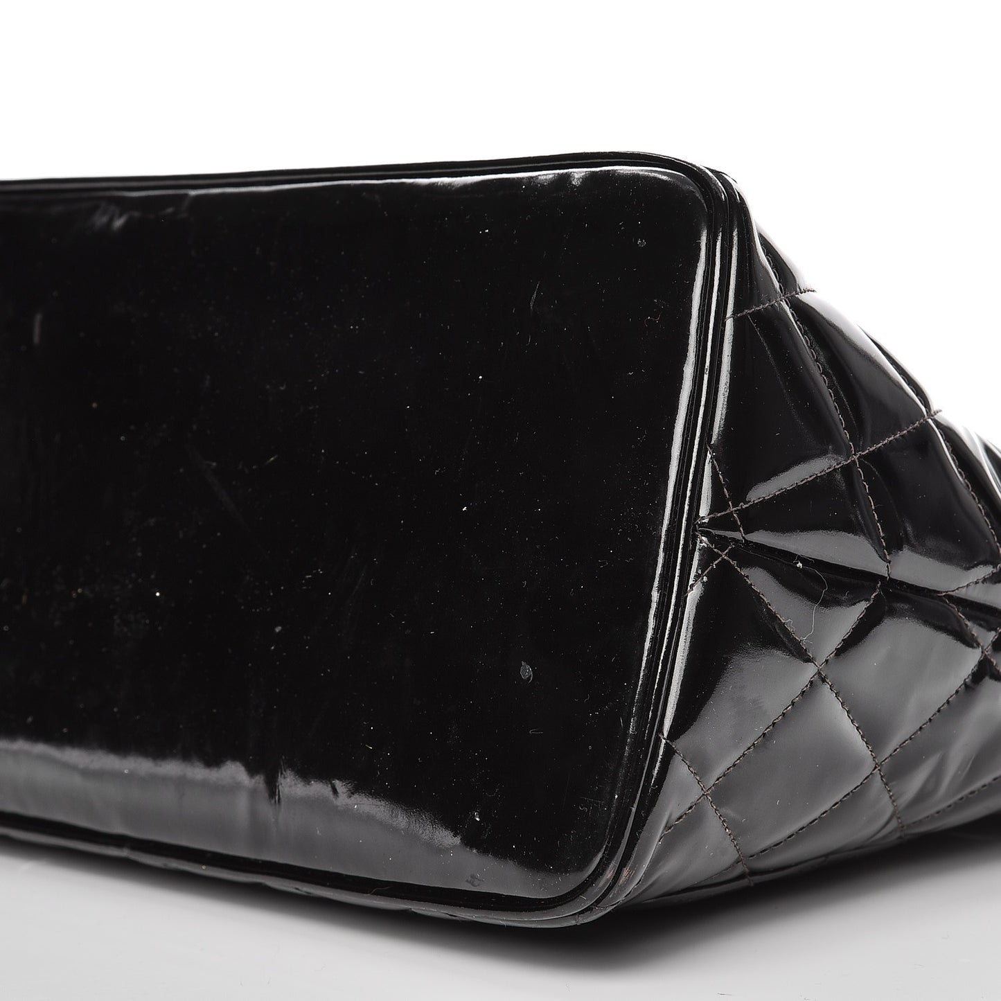 Patent Quilted Medallion Tote Black