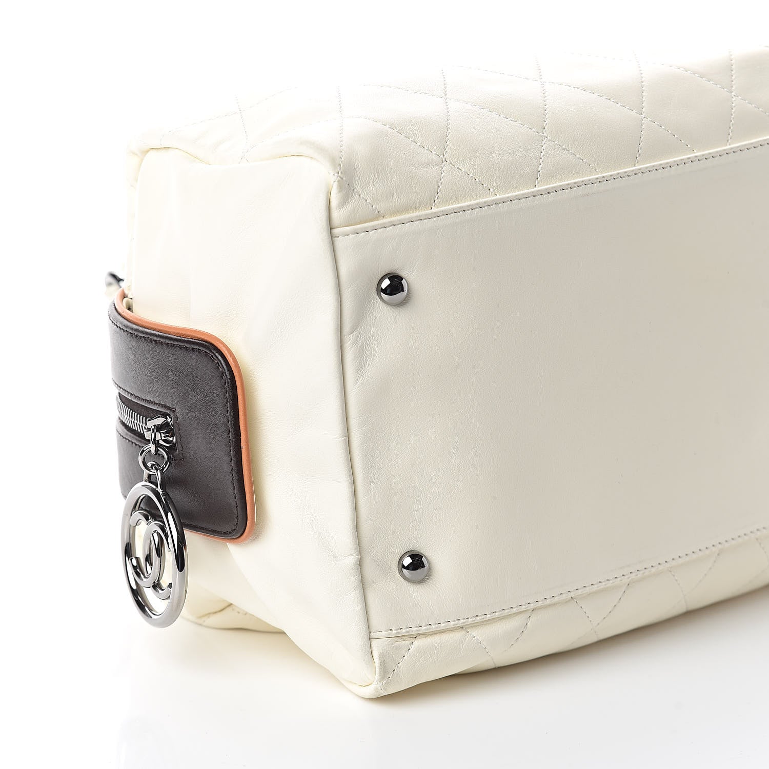 Chanel Lambskin Quilted Bowler White 8 of 9