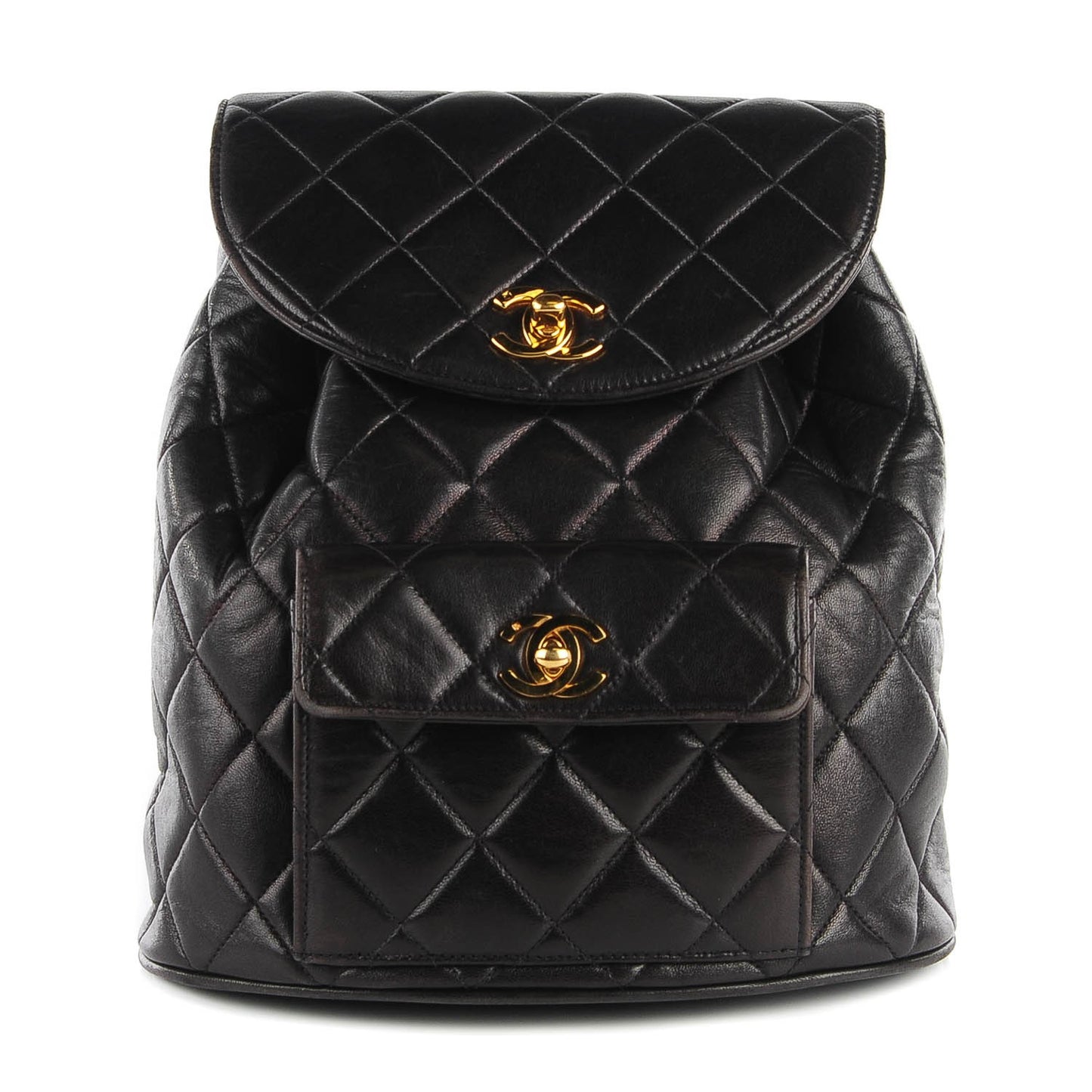Lambskin Quilted Backpack Black