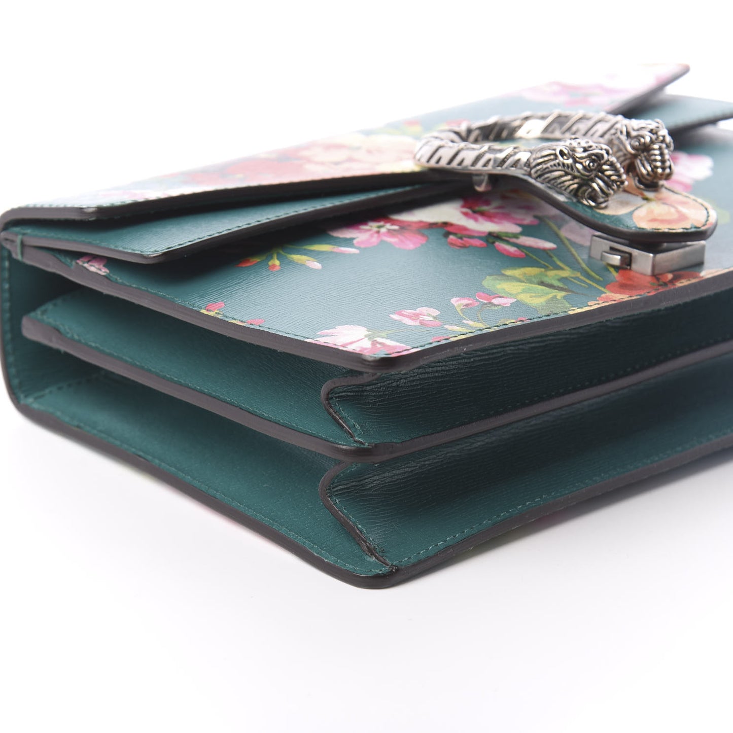 Calfskin Blooms Print Small Dionysus Shoulder Bag Bright Emerald Multicolor