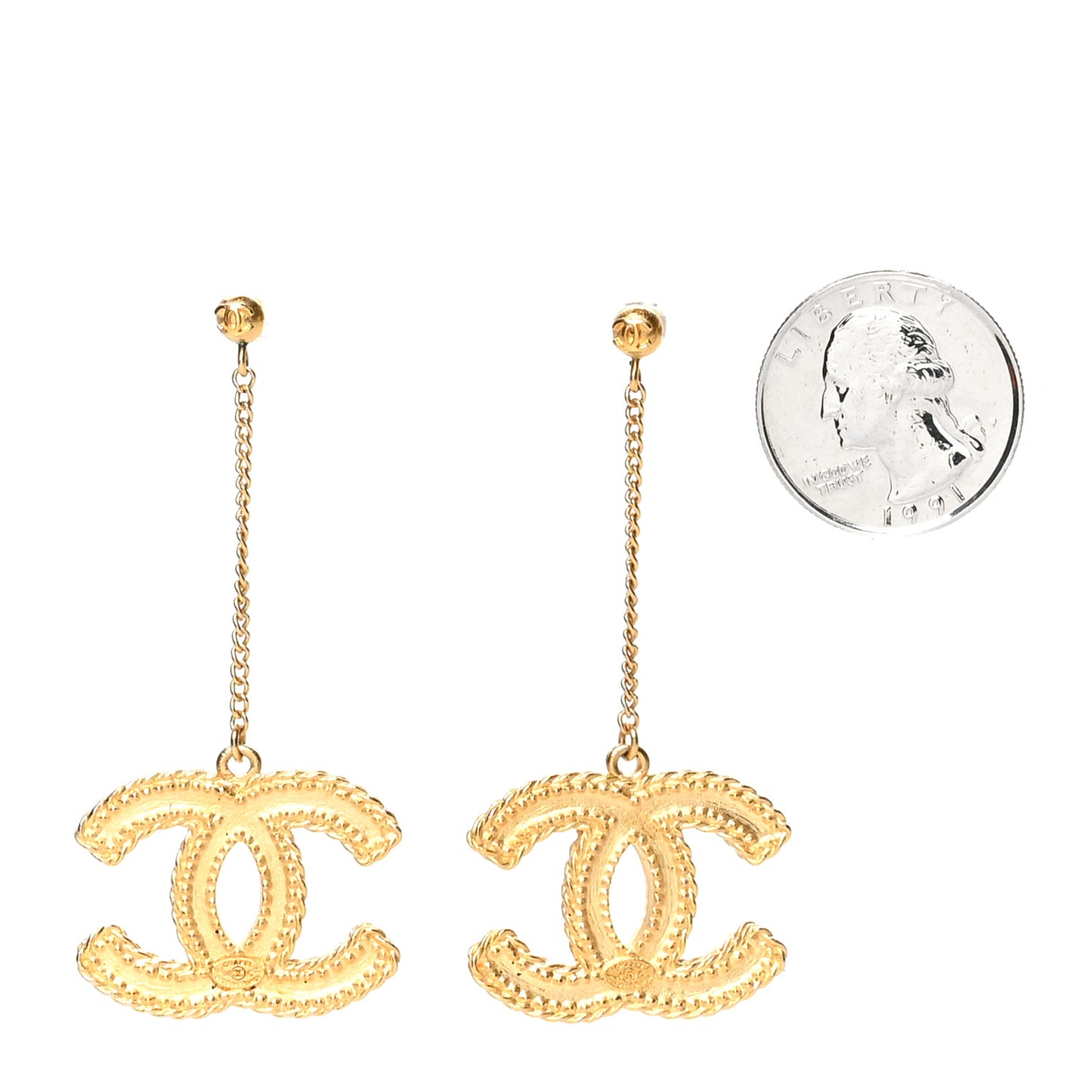 CC Drop Earrings Matte Gold