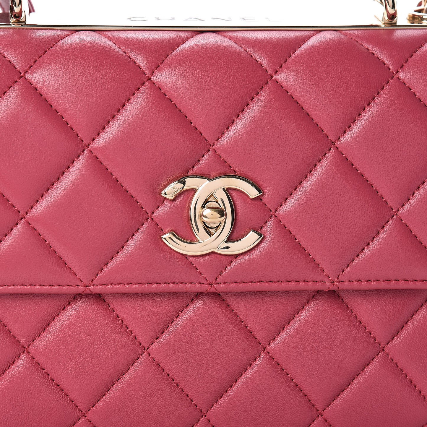 Lambskin Quilted Small Trendy CC Dual Handle Bag Dark Pink