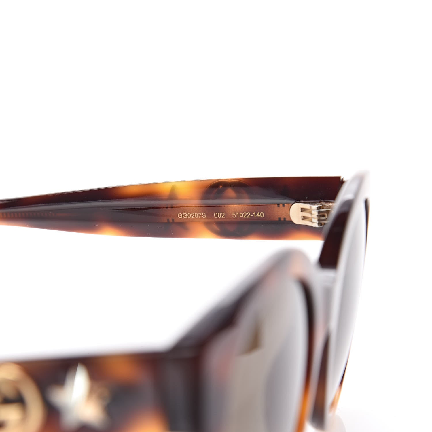 Gucci Round Frame GG Star Sunglasses GG0207S Tortoiseshell 5 of 9
