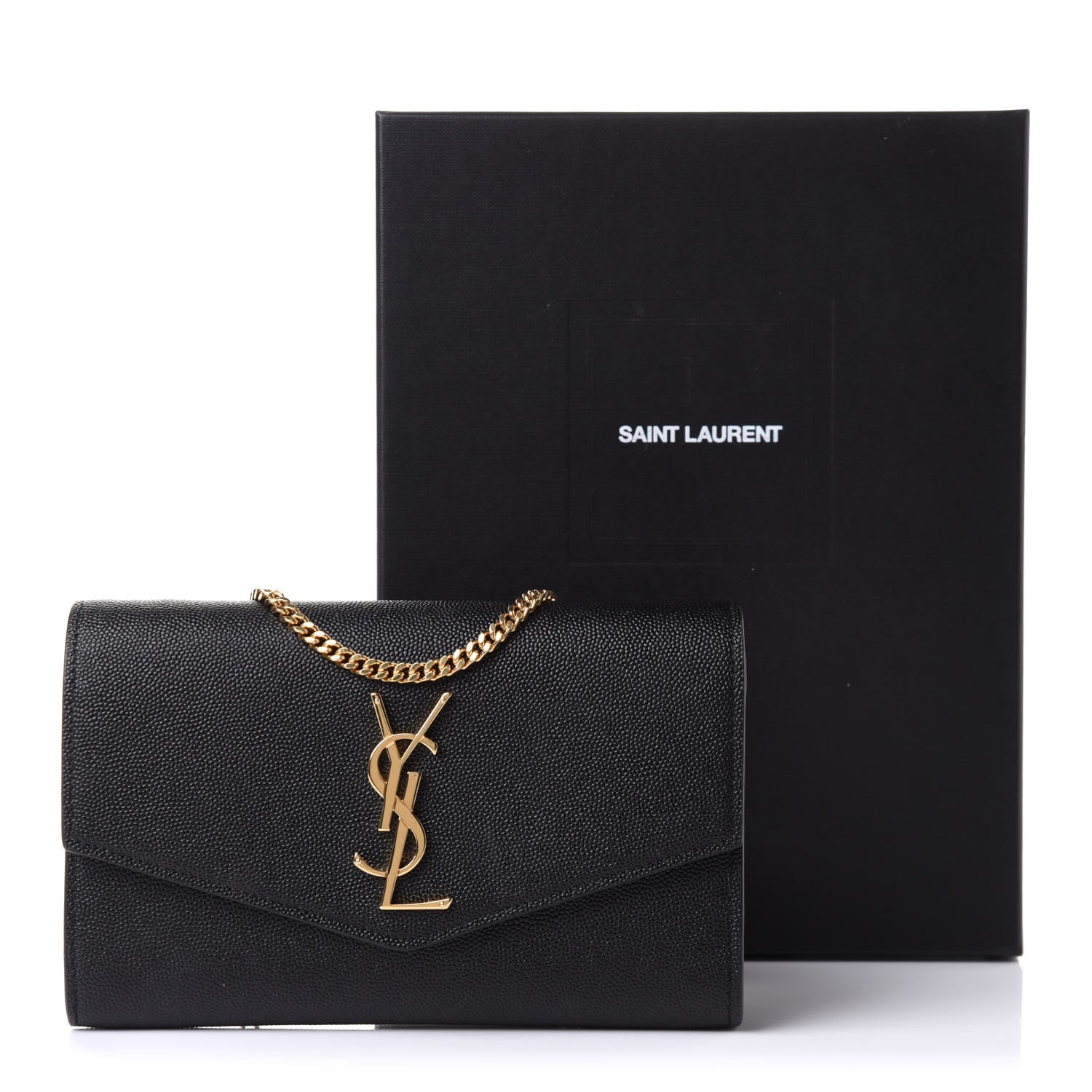 Saint Laurent Grain De Poudre Uptown Chain Wallet Black 11 of 11