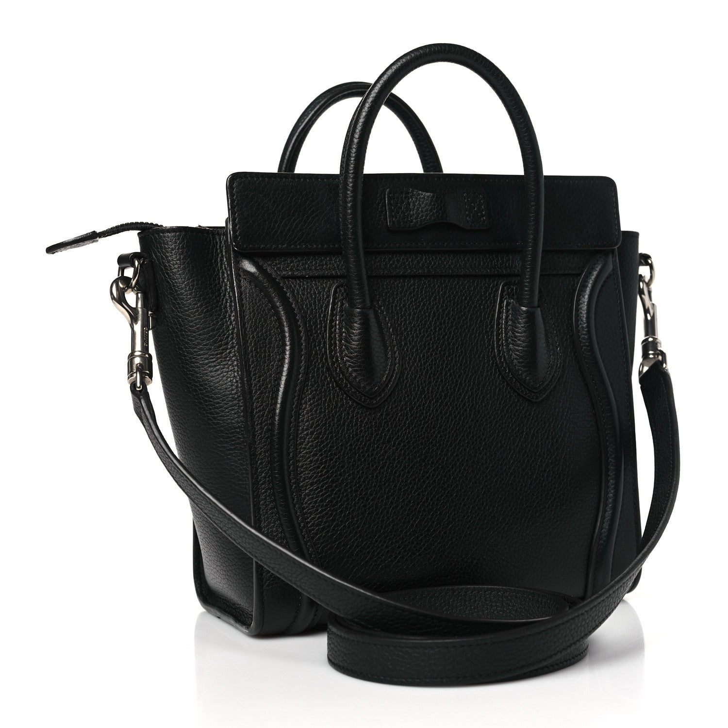 Celine Drummed Calfskin Nano Luggage Black 3 of 10