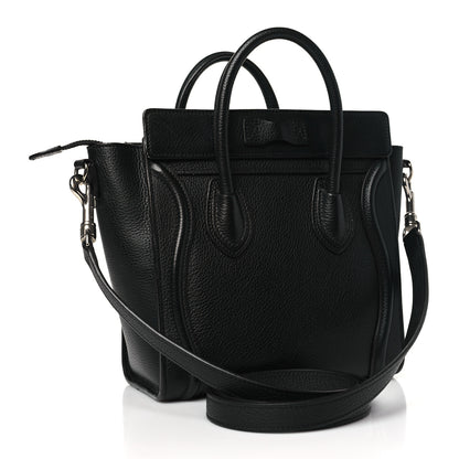 Celine Drummed Calfskin Nano Luggage Black 3 of 10