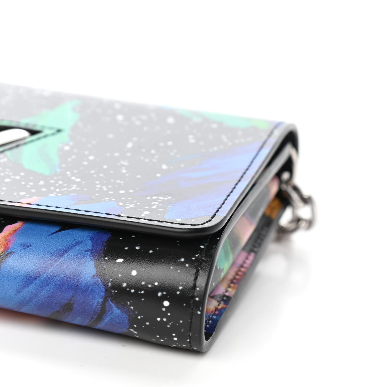 Louis Vuitton Calfskin Splash Print Twist Chain Wallet Black 8 of 10