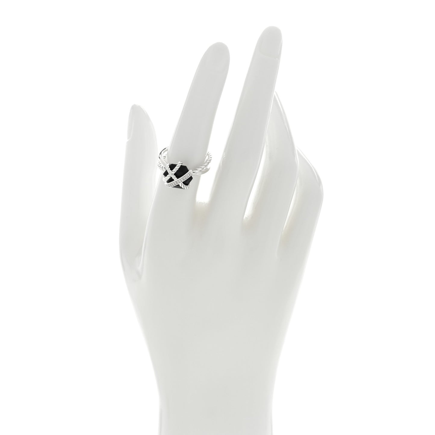 Sterling Silver Diamond Black Onyx 10mm Cable Wrap Ring 53 6.25