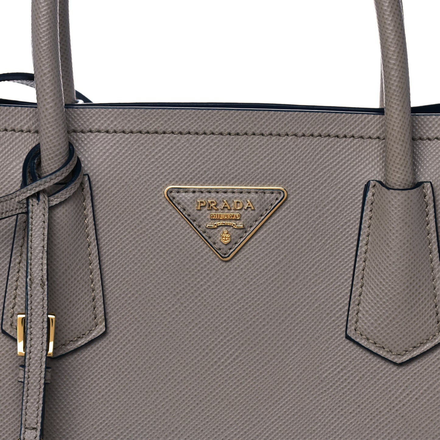 Saffiano Cuir Medium Double Bag Pomice Bluette