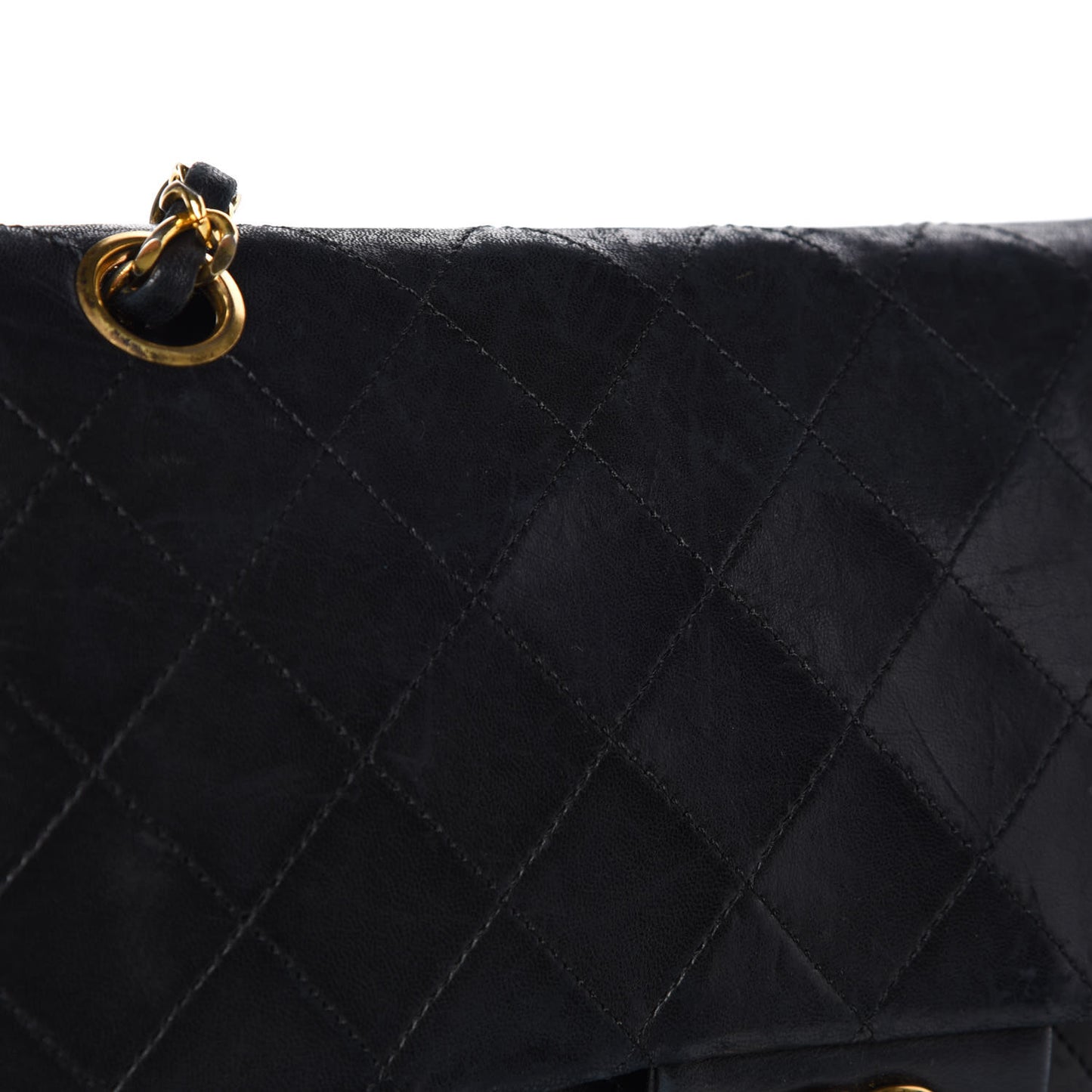 Lambskin Quilted Medium Double Flap Black