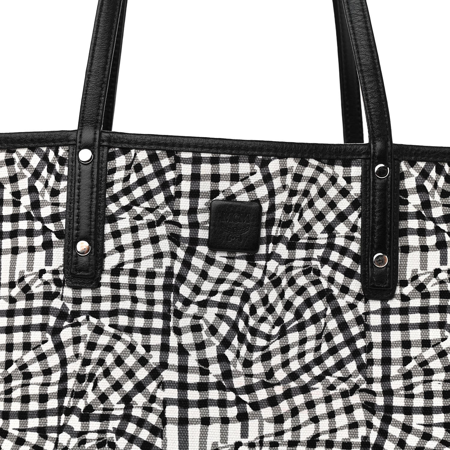 MCM Visetos Medium Anya Zip Top Shopper Tote Black 10 of 15