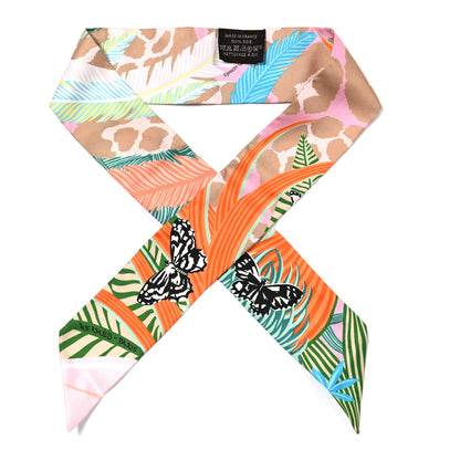 Hermes Silk Jaguar Quetzal Twilly Rose Beige Orange 1 of 4