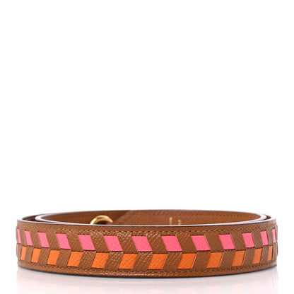Hermes Epsom 25mm Tressage Shoulder Strap Abricot Rose Azalee Gold 2 of 4