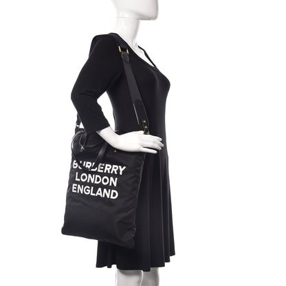 Burberry Nylon London England Print Logo Flat Tote Black 2 of 13