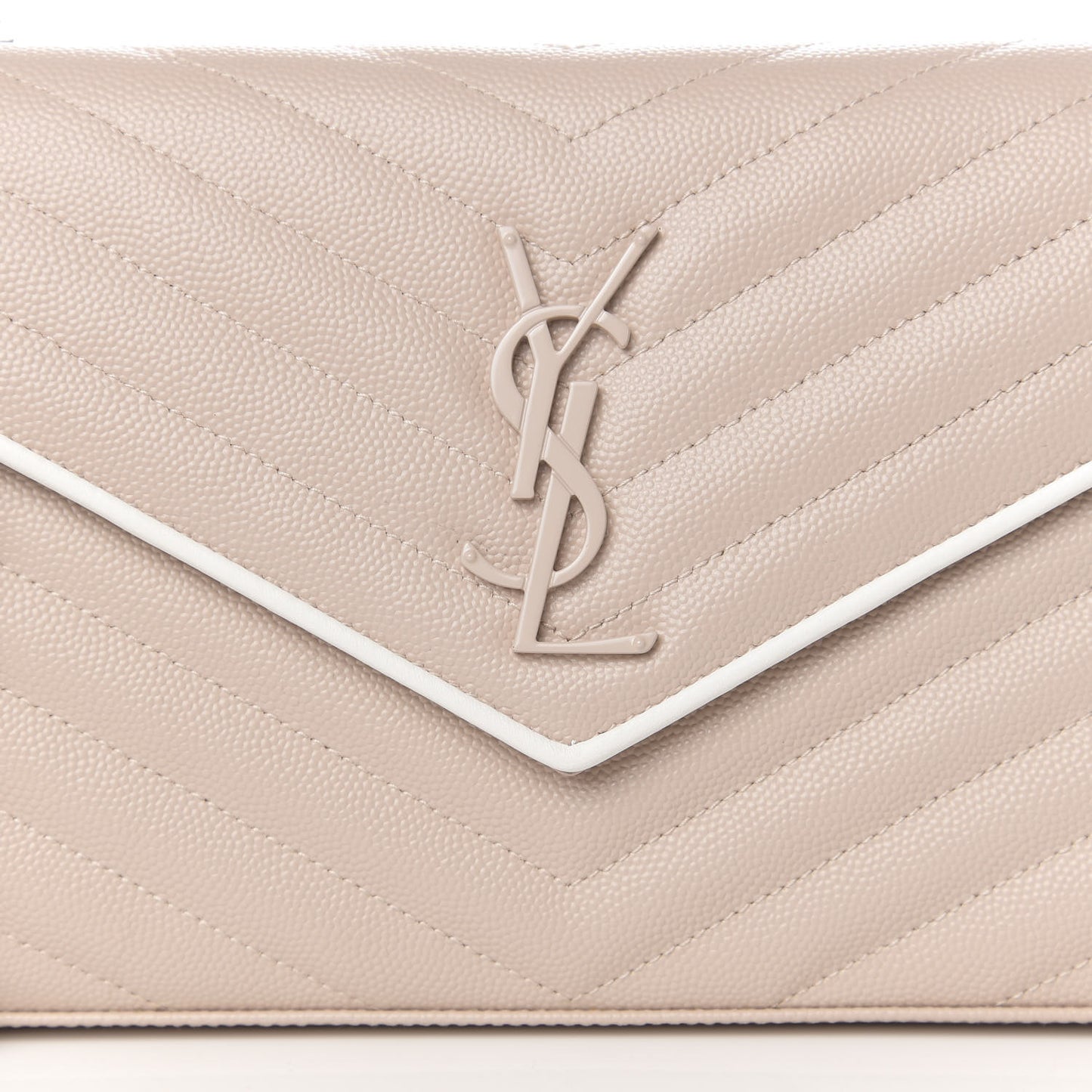 Grain De Poudre Matelasse Chevron Monogram Chain Wallet Pink and White