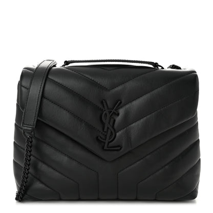 Saint Laurent Calfskin Y Quilted Monogram Monochrome Small Loulou Chain Satchel Black 1 of 11