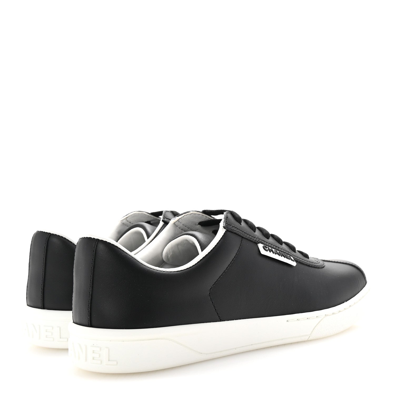 Chanel Calfskin CC Uniform Womens Sneakers 37.5 Black 5 of 9
