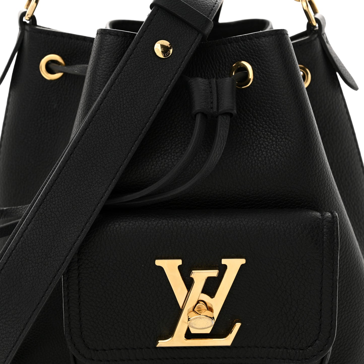 Calfskin Lockme Bucket MM Black