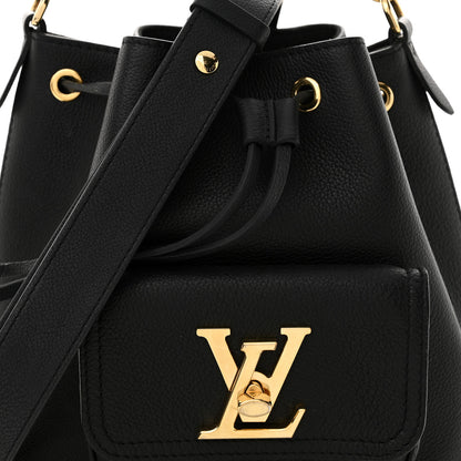 Louis Vuitton Calfskin Lockme Bucket MM Black 7 of 11