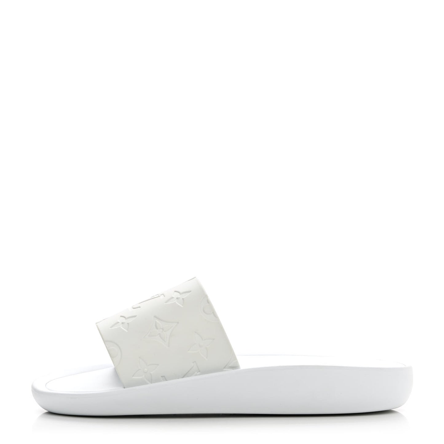 Rubber Monogram Embossed Sunbath Flat Mule 39 White