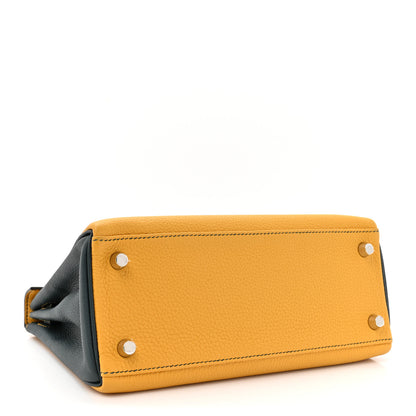 Hermes Togo Horseshoe Kelly Retourne 25 Jaune Ambre Vert Cypress 4 of 11