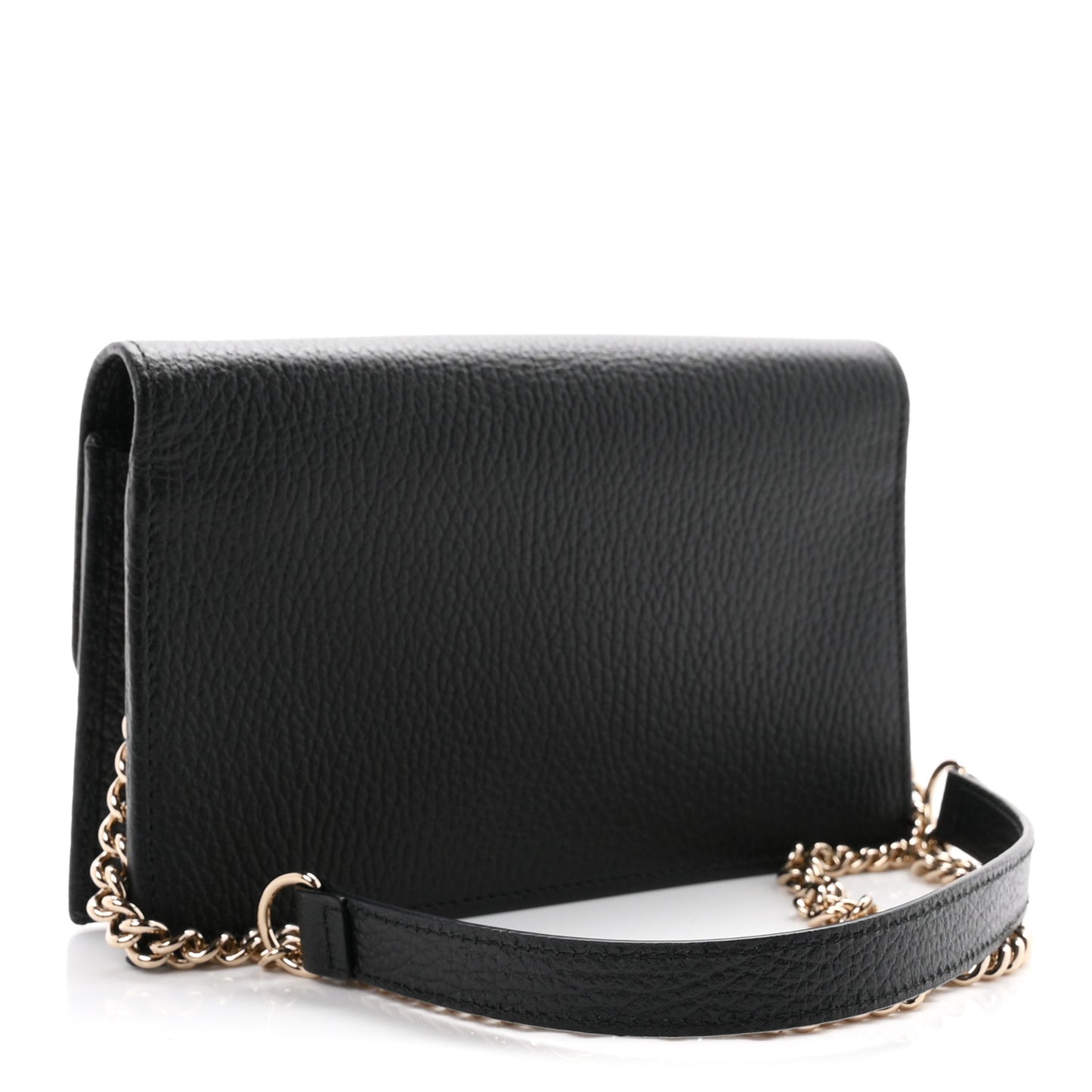 Dollar Calfskin Interlocking G Chain Wallet Black