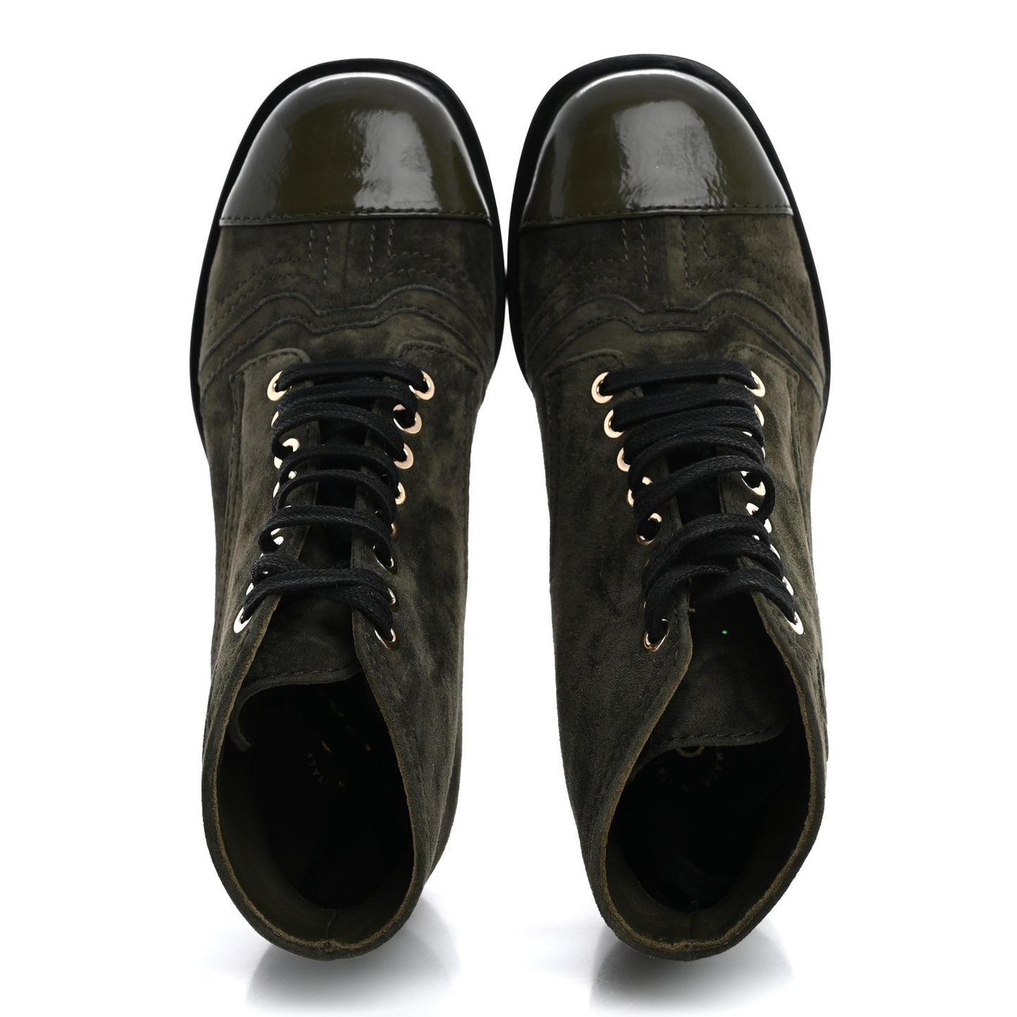 Suede Patent Cap Toe CC Boots 35.5 Khaki