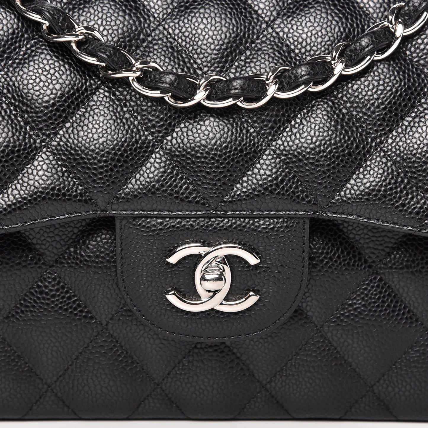 Caviar Quilted Jumbo Double Flap Black