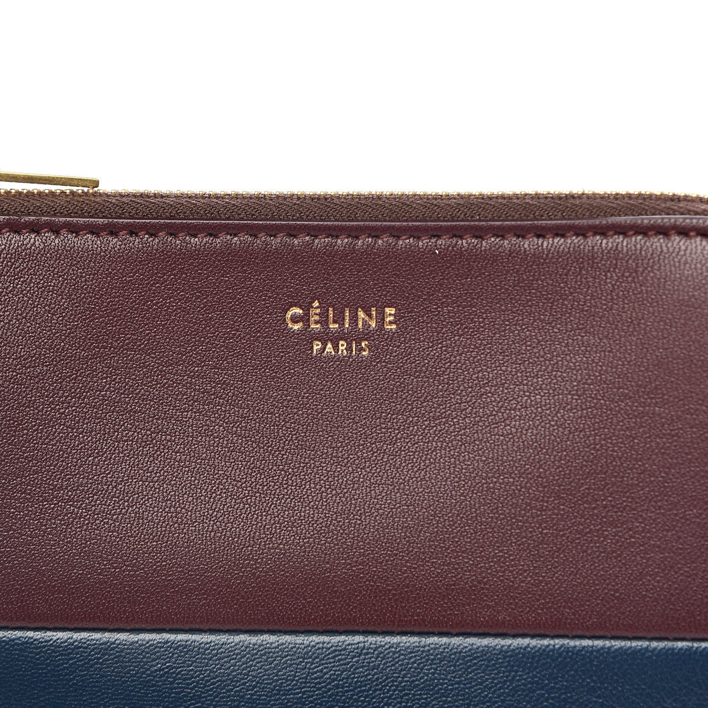 Lambskin Bi-Color Solo Coin Card Case Wine Abyss Blue