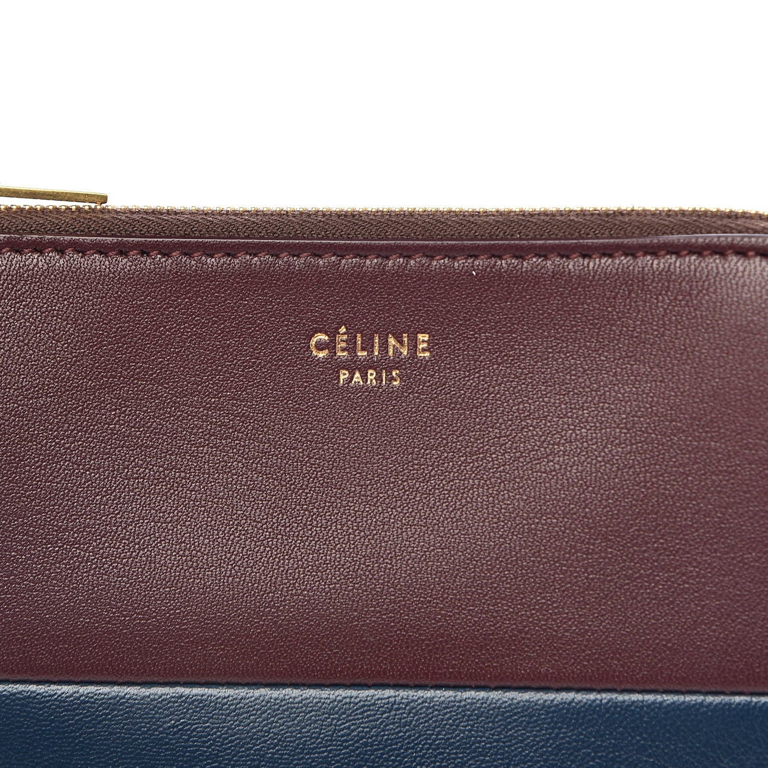 Celine Lambskin Bi-Color Solo Coin Card Case Wine Abyss Blue 6 of 8