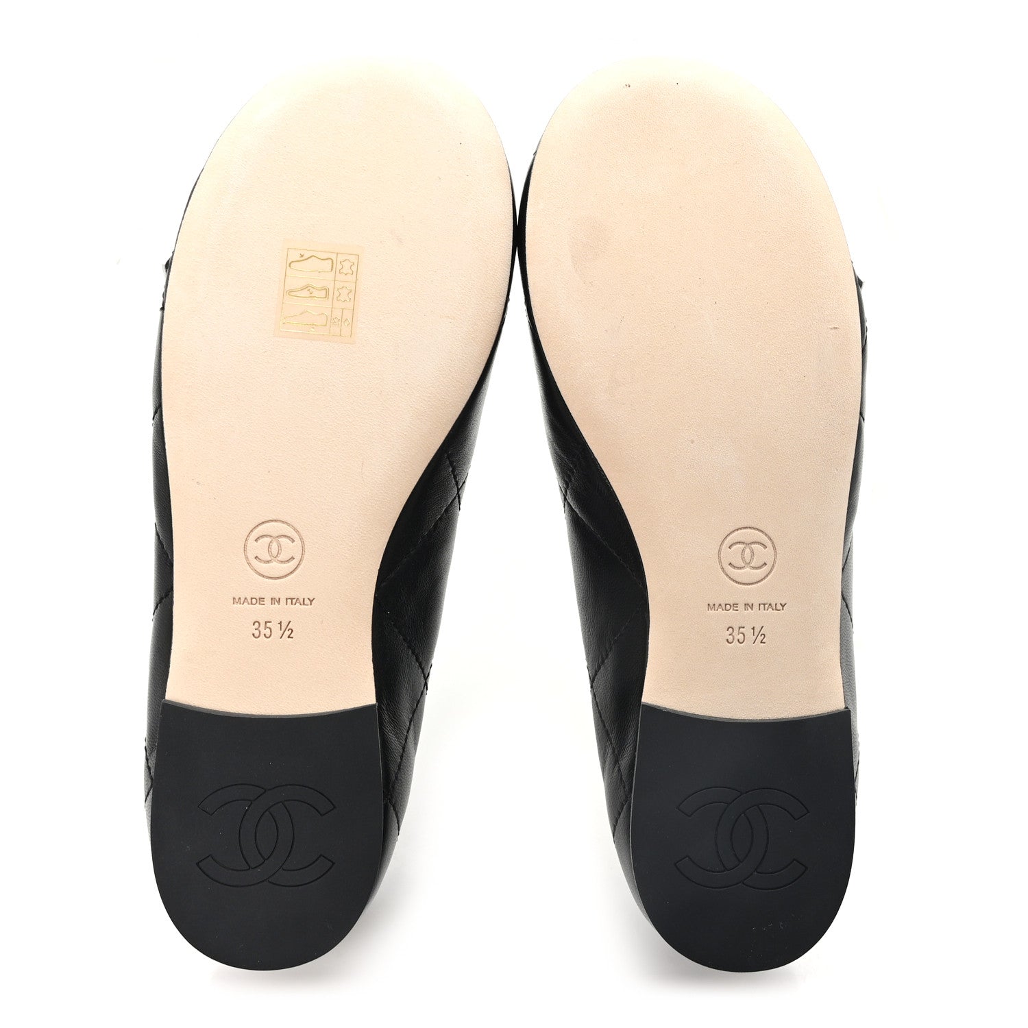 Chanel Lambskin Quilted CC Cambon Ballet Flats 35.5 Black White 6 of 10