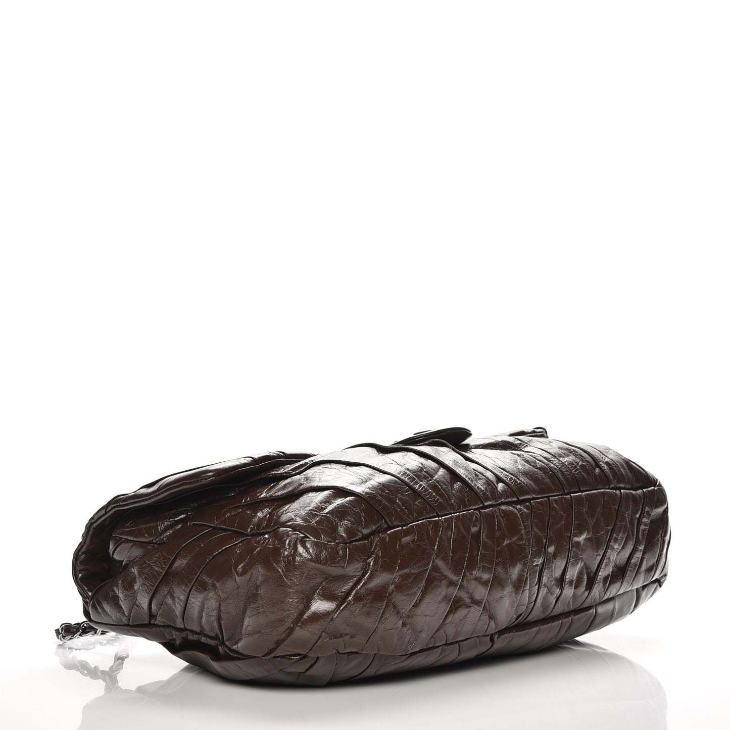 Glazed Calfskin Twisted Maxi Flap Brown