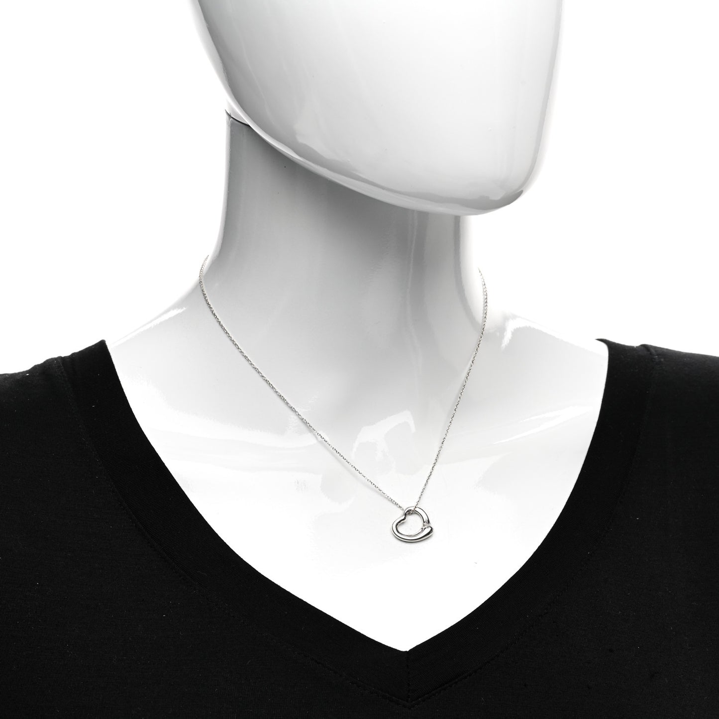 Sterling Silver 16mm Elsa Peretti Open Heart Pendant Necklace