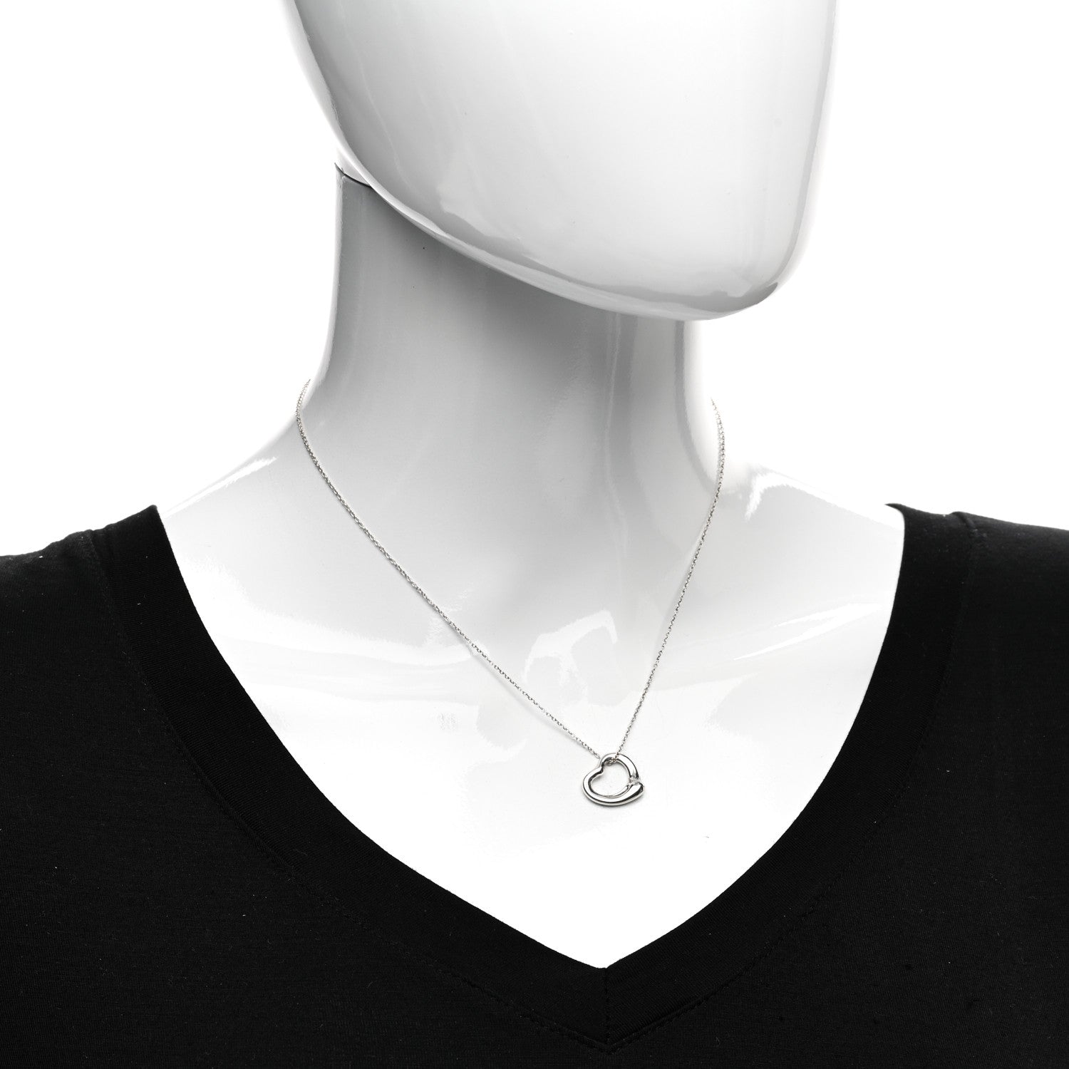 Tiffany Sterling Silver 16mm Elsa Peretti Open Heart Pendant Necklace 2 of 4