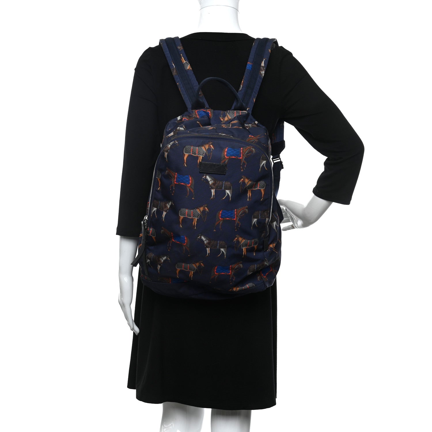 Gucci Nylon Horse Print Backpack Blue Red 2 of 12