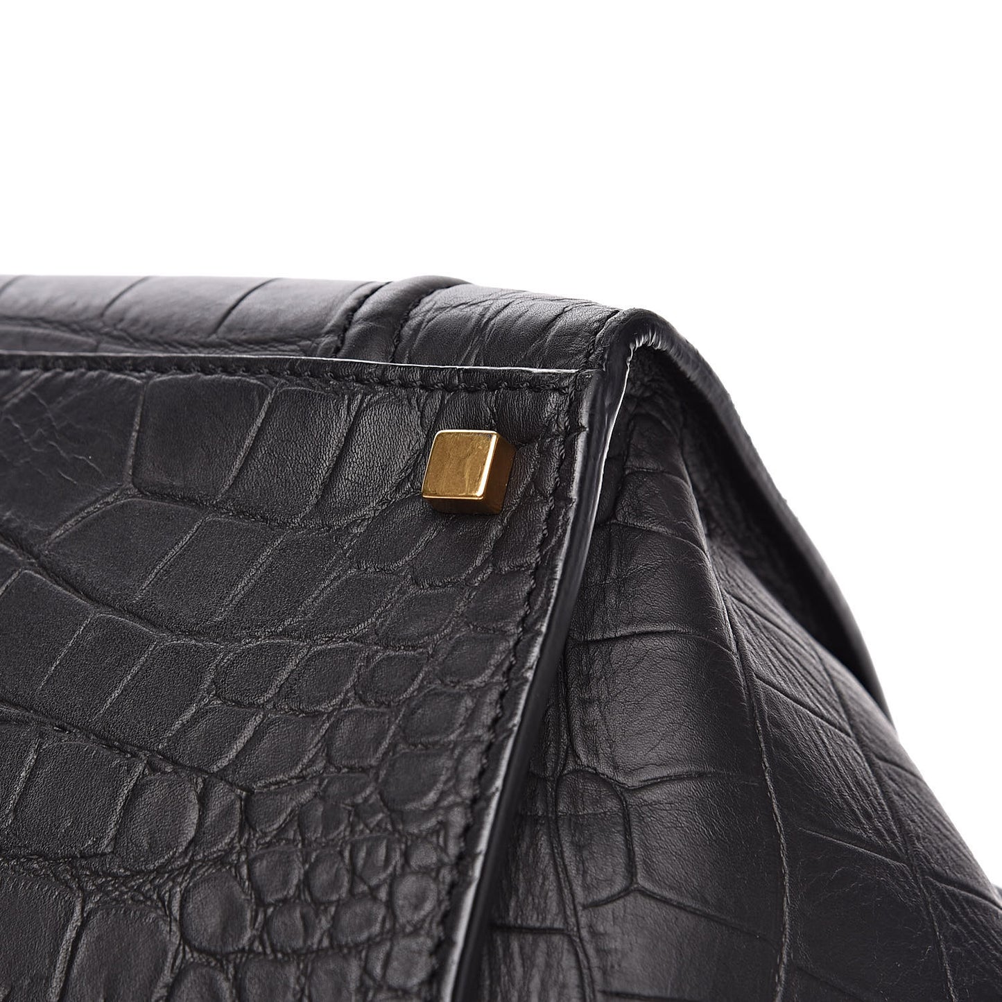 Crocodile Embossed Calfskin Medium Phantom Luggage Black