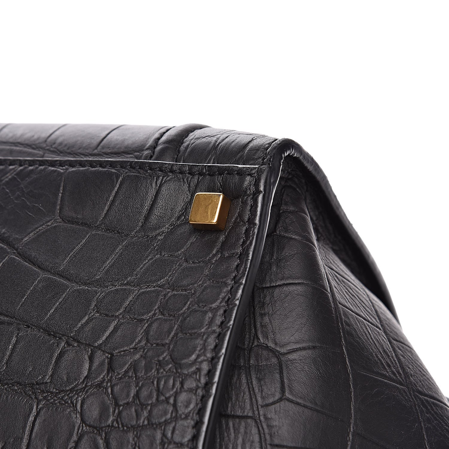 Celine Crocodile Embossed Calfskin Medium Phantom Luggage Black 9 of 14