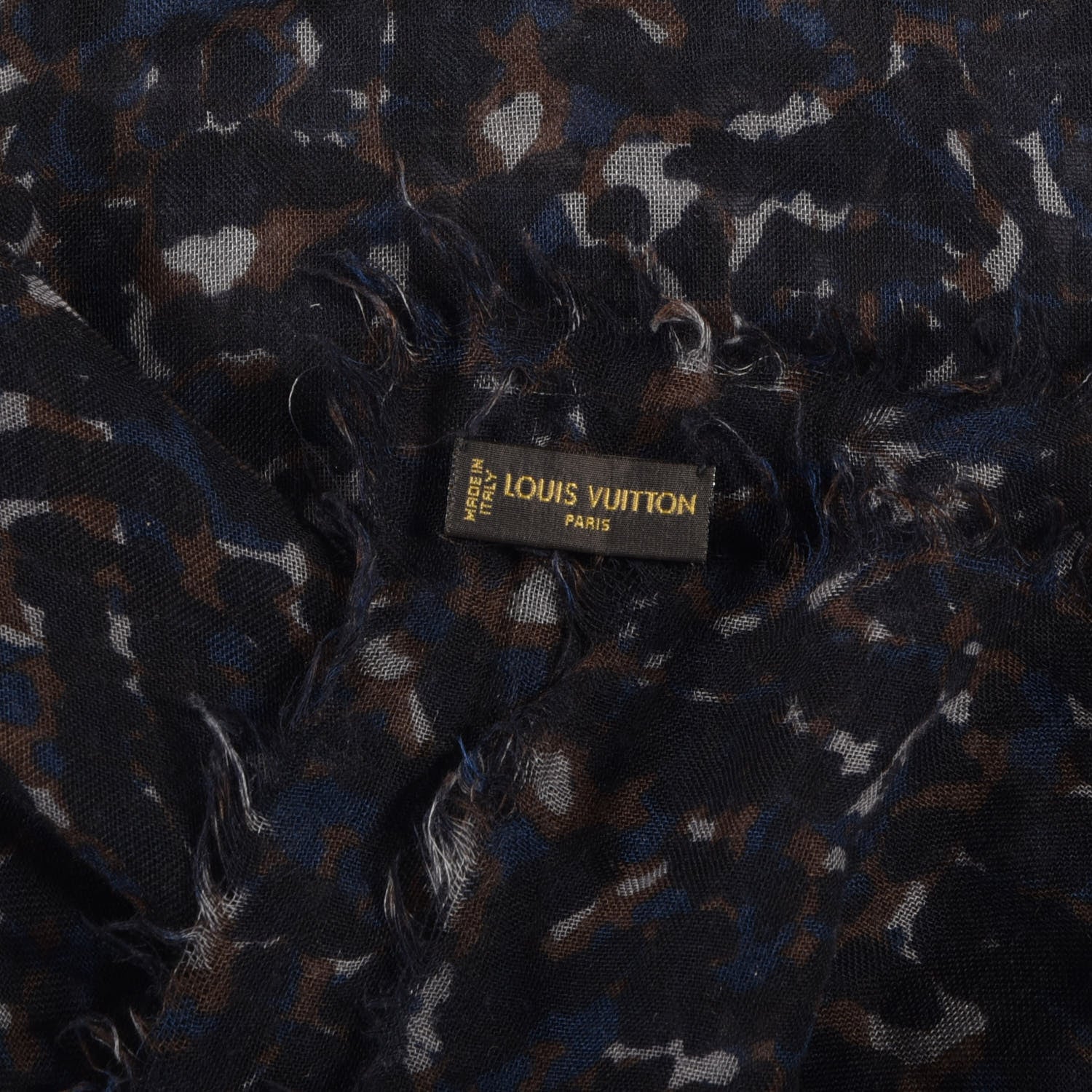 Louis Vuitton Cashmere Silk Leopard Stole Black 4 of 5