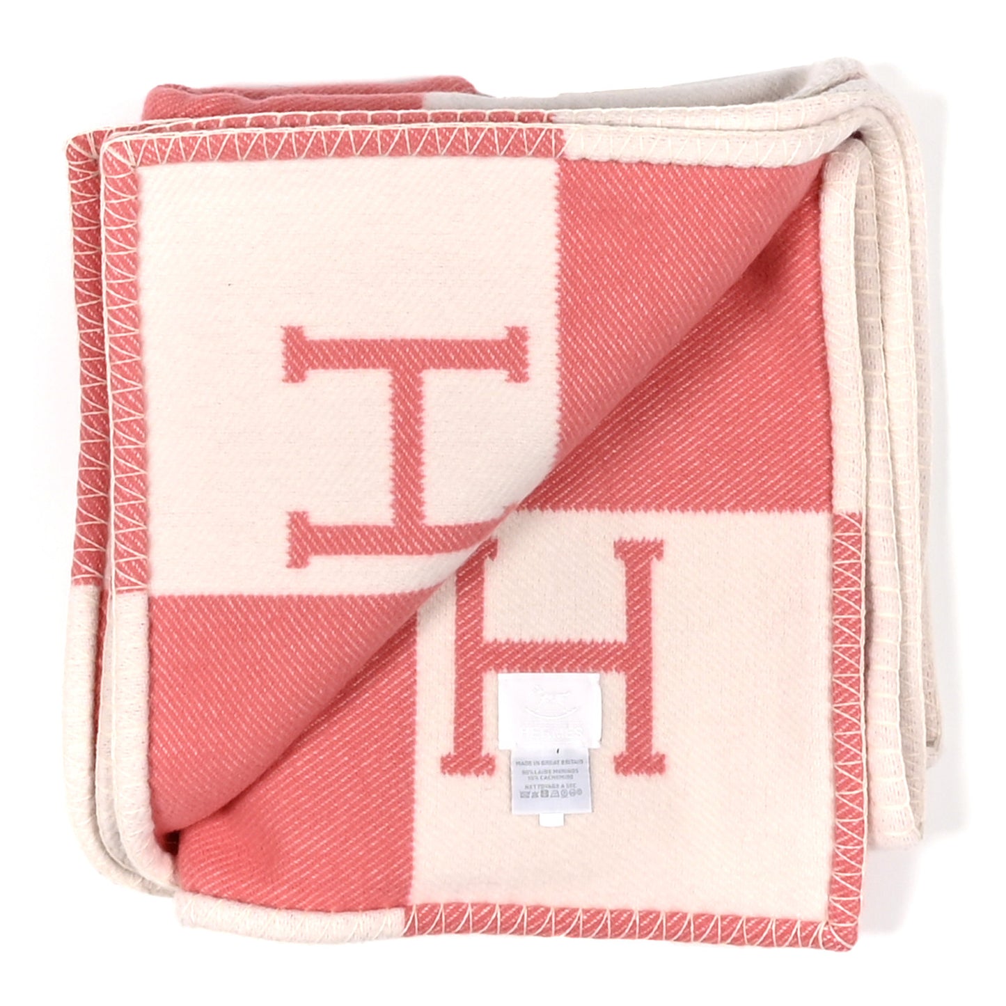 Wool Cashmere Avalon Baby Blanket Rose Airelle White