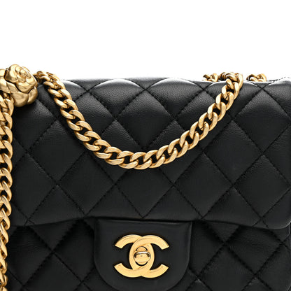 Chanel Lambskin Quilted Mini Sweet Camellia Flap Black 8 of 11