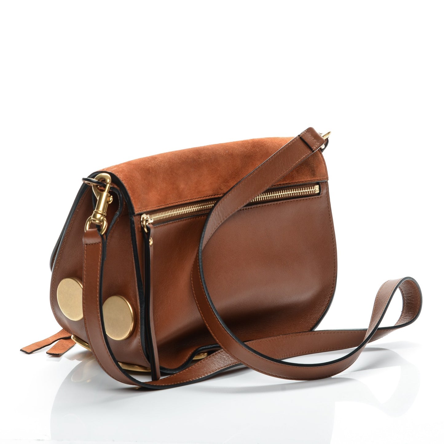 Suede Smooth Calfskin Kurtis Shoulder Bag Classic Tobacco