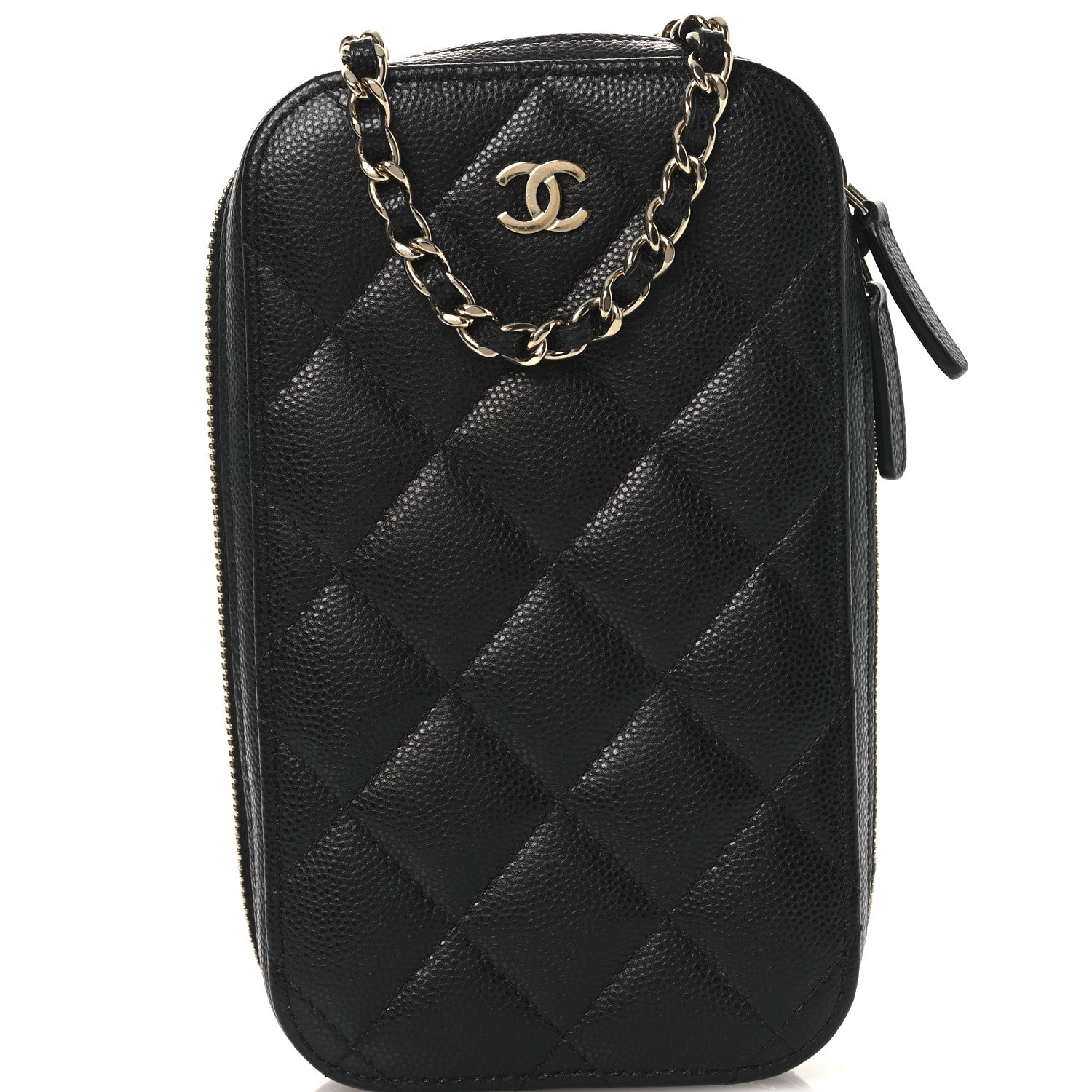 Chanel Caviar Quilted Phone Holder Wallet On Chain WOC Black 8 of 11