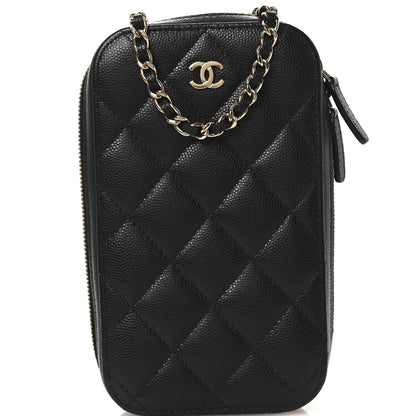 Chanel Caviar Quilted Phone Holder Wallet On Chain WOC Black 8 of 11