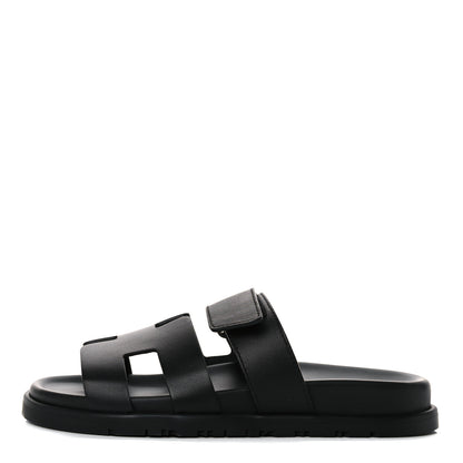 Hermes Calfskin Womens Chypre Sandals 35 Black 1 of 10
