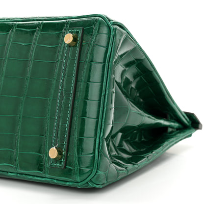 Hermes Shiny Niloticus Crocodile Birkin 30 Vert Emeraude 10 of 10