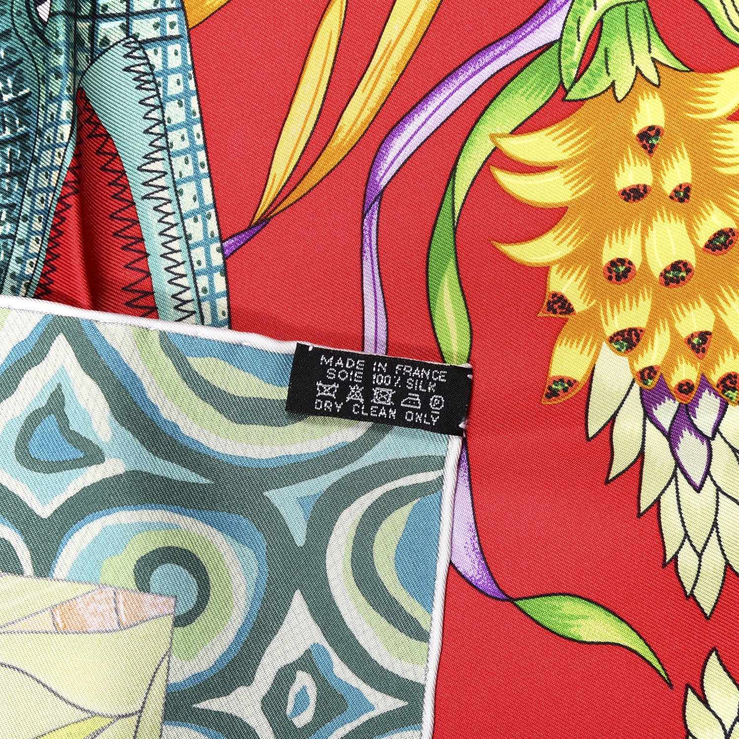 Hermes Silk a Marche Du Zambeze Scarf 90 Framboise Vert Orange 4 of 4