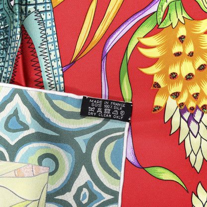Hermes Silk a Marche Du Zambeze Scarf 90 Framboise Vert Orange 4 of 4